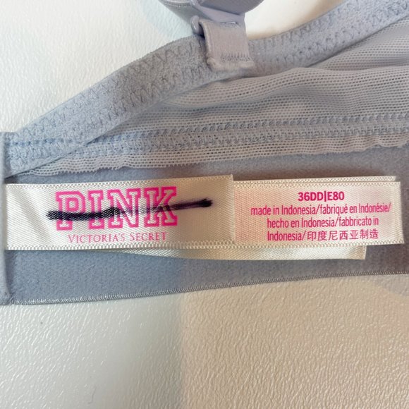 NWOT Victoria's Secret PINK Bra 36DD Wear Everywhere Push-Up Blue Lace Leopard - Picture 5 of 7